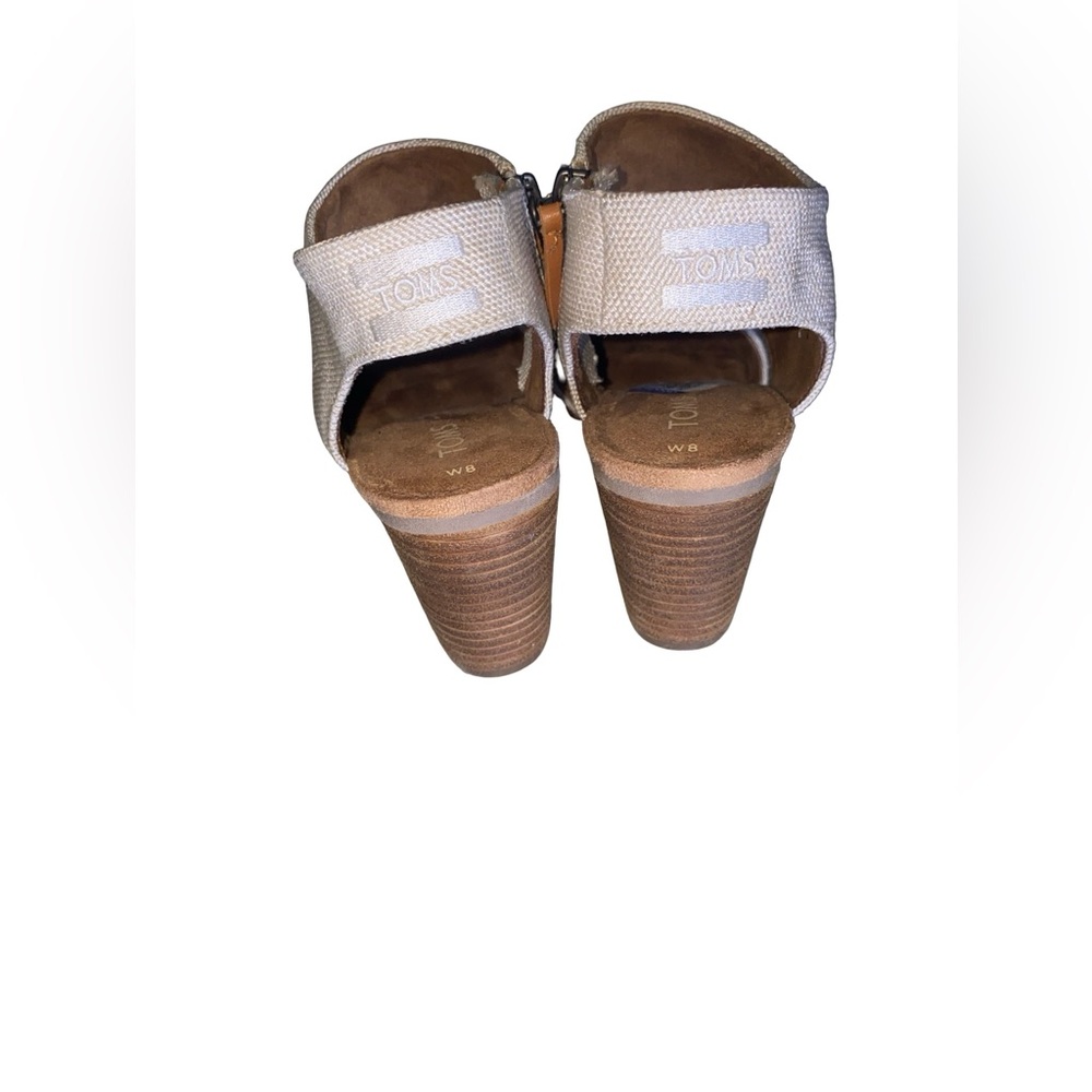 TOMS Women's Majorca Cutout Heeled Sandals in ivory, block heel,‎ zipper size 8 - Picture 9 of 10